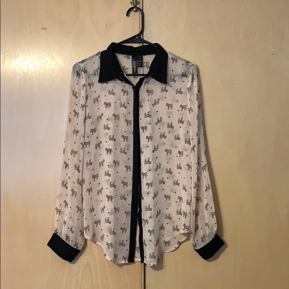 Zebra print sheer blouse, Size L